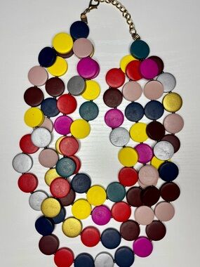 Bold Multicolor Disc Statement Necklace